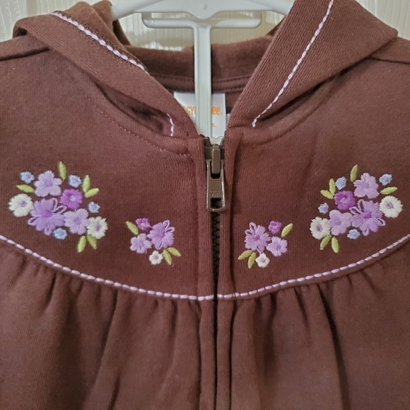 NWT Gymboree Two Piece Brown Hoodie & Sweatpants w/ Embroidery Baby 12-18 Months - Picture 2 of 6